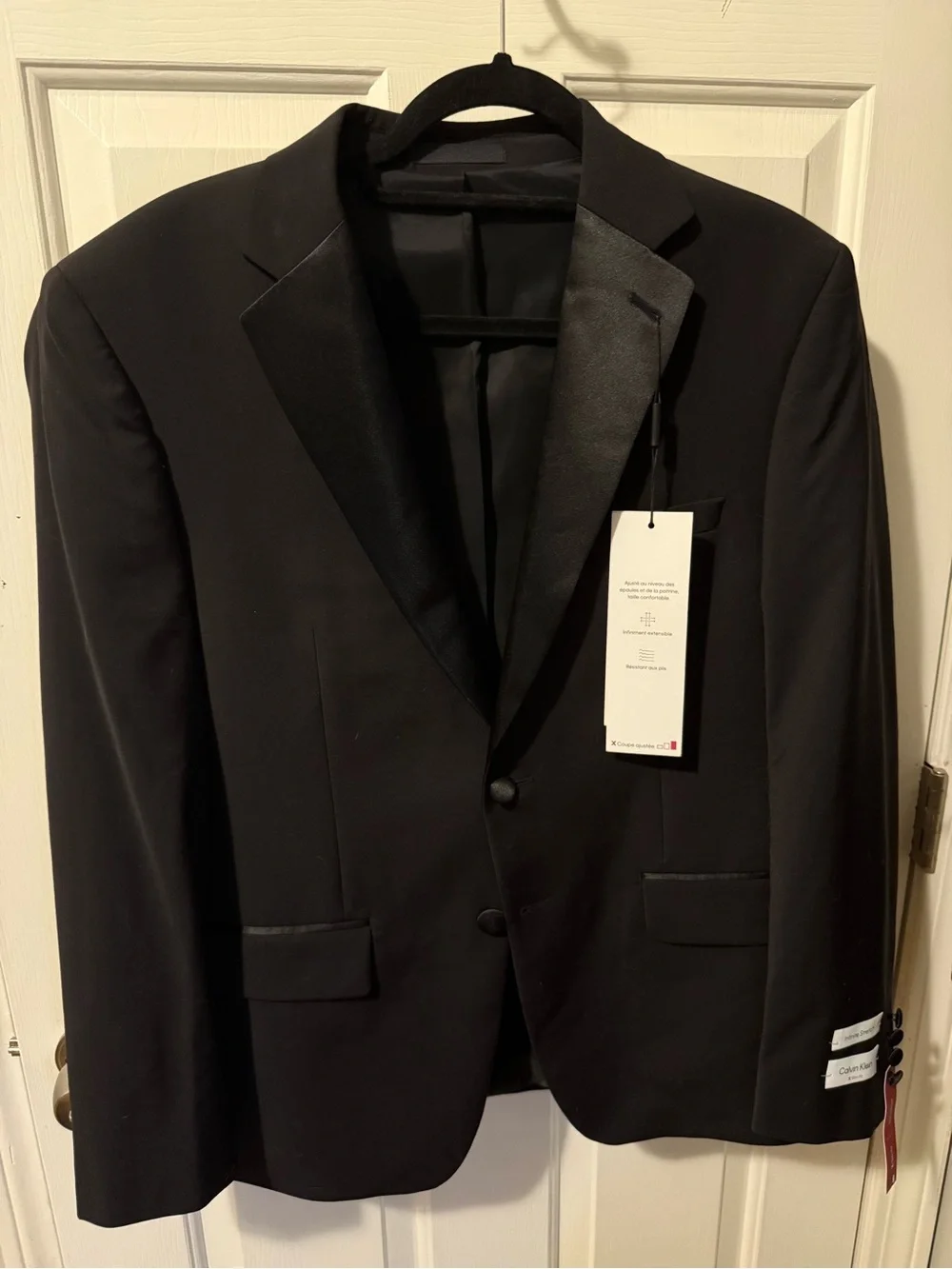 Calvin Klein Black Satin Lapel Tuxedo Jacket